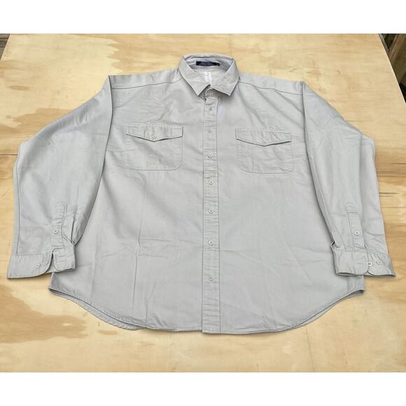 Tommy Hilfiger Collar Button Down Shirt Men's Rugged 100% Cotton Khaki Sz. XXL‎ - Picture 1 of 7